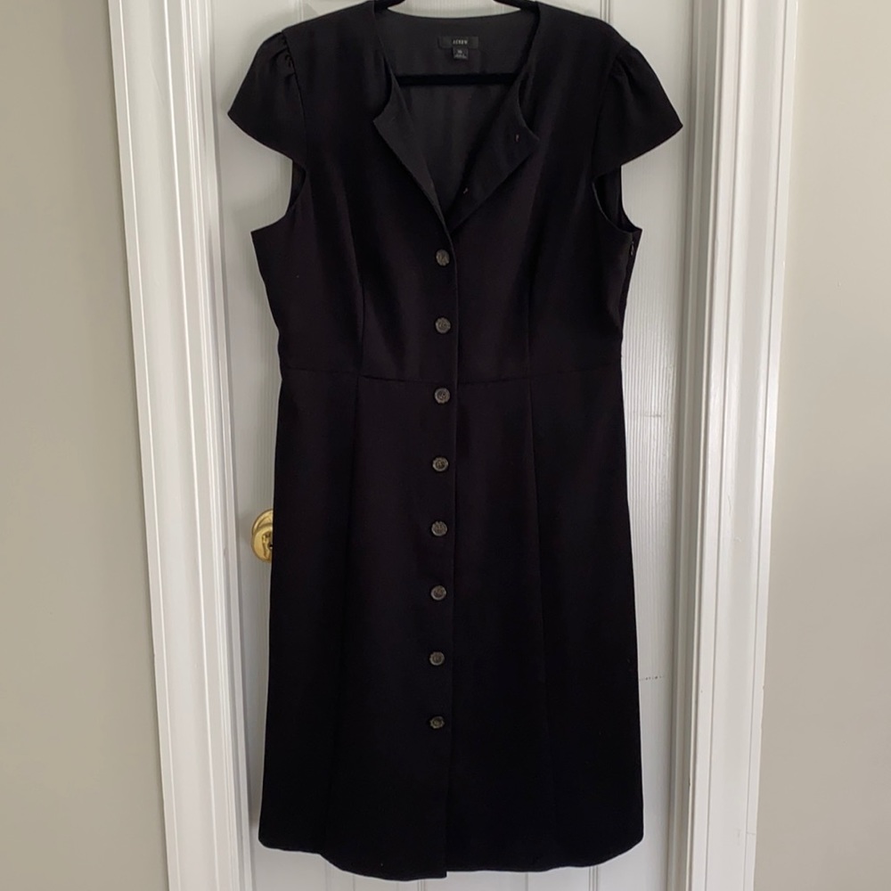 J.Crew Black Dress with Faux Button front